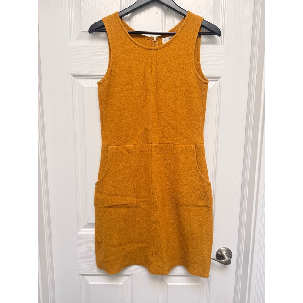 Sparrow Anthropologie Mustard Yellow Textured Knit Sleeveless Pocket Dress XS